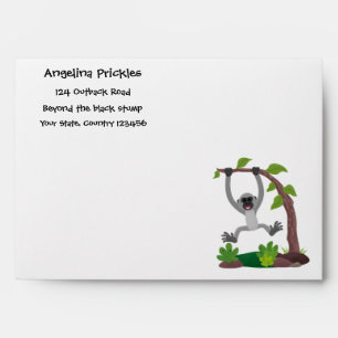 Cute happy gibbon ape cartoon illustration envelope