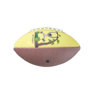 Cute happy gibbon ape cartoon illustration football