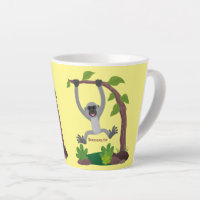 Cute happy gibbon ape cartoon illustration