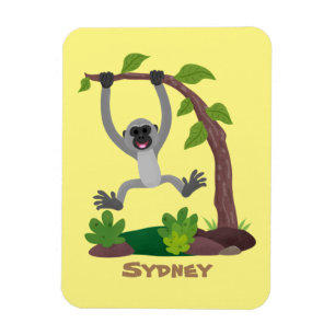 Cute happy gibbon ape cartoon illustration magnet