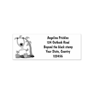 Cute happy gibbon ape cartoon illustration rubber stamp