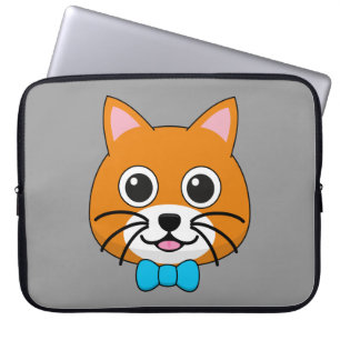 Cute Happy Ginger Cat with Papillon Laptop Sleeve