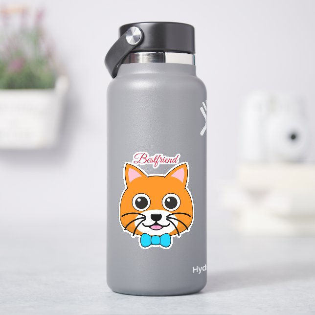 Cute Happy Ginger Cat with Papillon | Personalise  (HydroFlask)