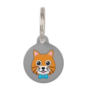 Cute Happy Ginger Cat with Papillon Personalise Pet Tag