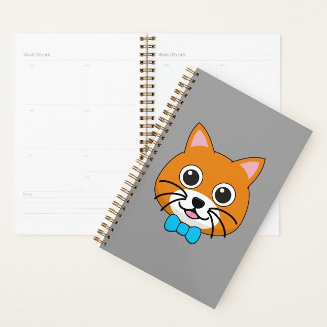 Cute Happy Ginger Cat with Papillon Planner (Display)