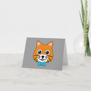 Cute Happy Ginger Cat with Papillon Thank You Card