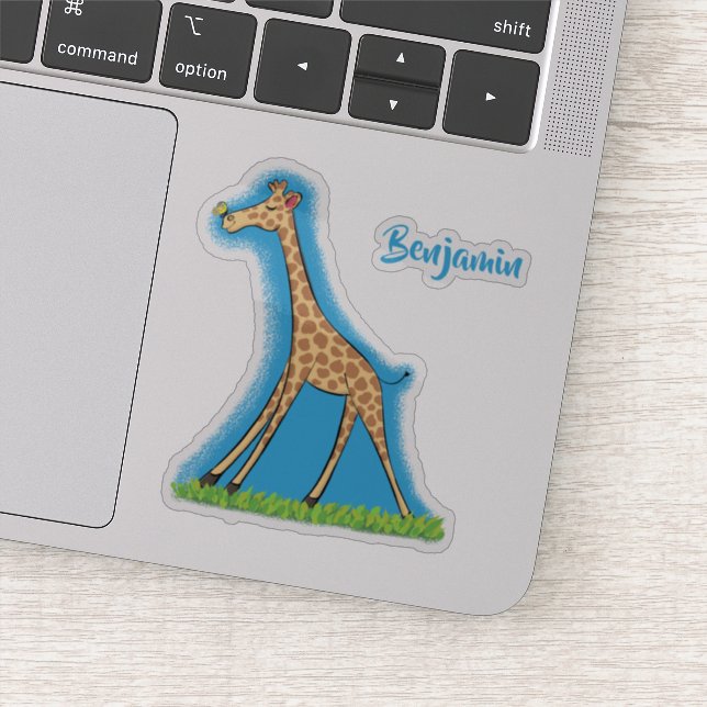 Cute happy giraffe with butterfly cartoon (Detail)