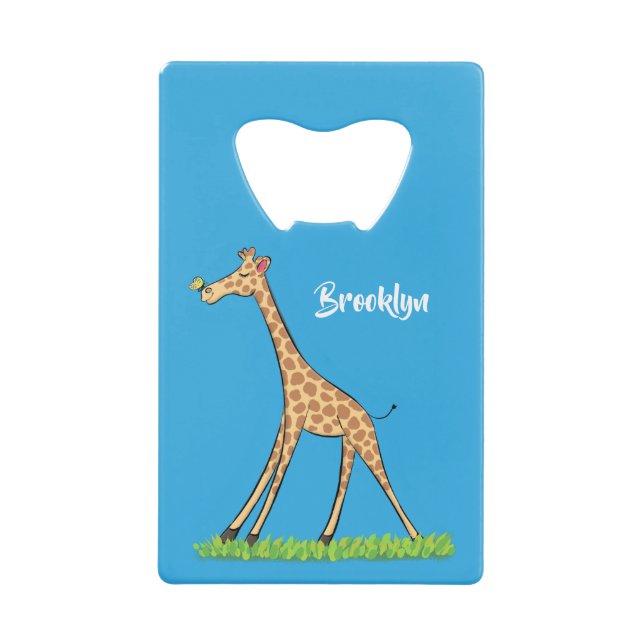 Cute happy giraffe with butterfly cartoon (Front)
