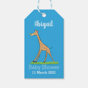 Cute happy giraffe with butterfly cartoon gift tags