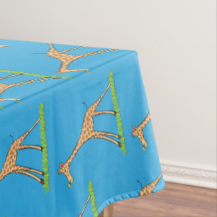 Cute happy giraffe with butterfly cartoon  tablecloth