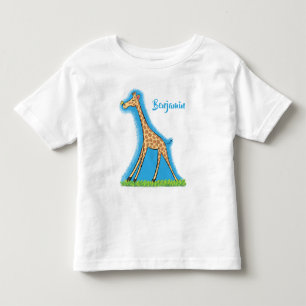 Cute happy giraffe with butterfly cartoon toddler T-Shirt