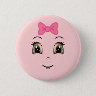 Cute Happy Girl Face 6 Cm Round Badge