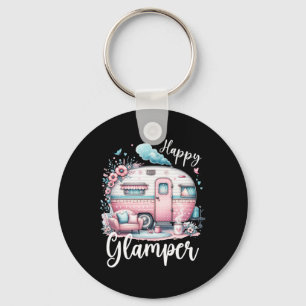 Cute Happy Glamper Caravan Camping Glamping Key Ring