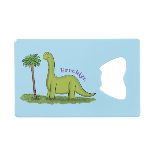 Cute happy green brontosaurus dinosaur cartoon (Front (Horizontal))