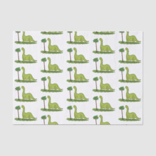 Cute happy green brontosaurus dinosaur cartoon tissue paper
