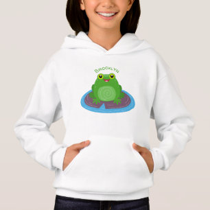 Cute happy green frog cartoon illustration