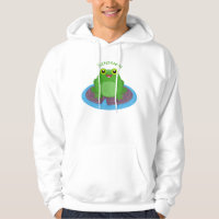 Cute happy green frog cartoon illustration