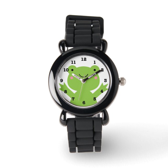 Cute Happy Green Frog Numbered Wrist Watch (Front)