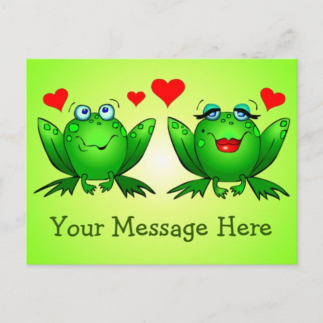 Cute Happy Green Frogs Save the Swamp Postcard (Front)