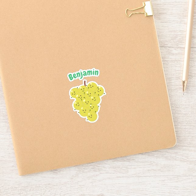 Cute happy green grapes bunch cartoon (Notebook)