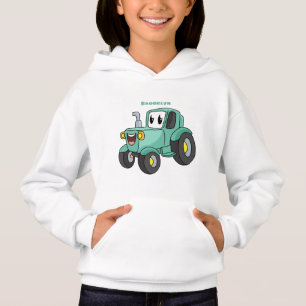 Cute happy green tractor cartoon
