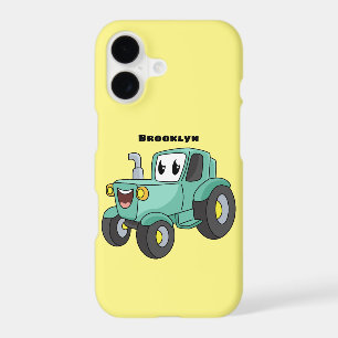 Cute happy green tractor cartoon