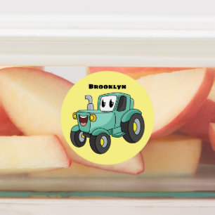 Cute happy green tractor cartoon