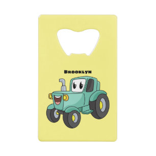 Cute happy green tractor cartoon