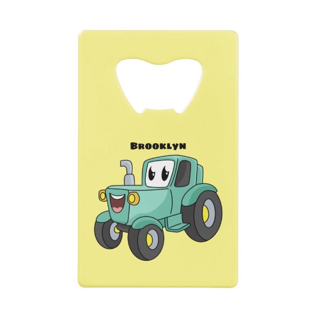 Cute happy green tractor cartoon (Front)