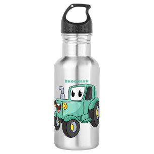 Cute happy green tractor cartoon 532 ml water bottle