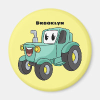 Cute happy green tractor cartoon