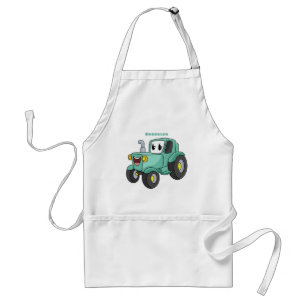 Cute happy green tractor cartoon standard apron