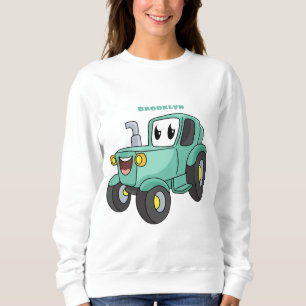 Cute happy green tractor cartoon sweatshirt