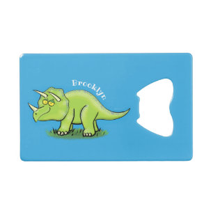 Cute happy green triceratops dinosaur cartoon