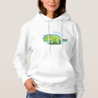 Cute happy green triceratops dinosaur cartoon