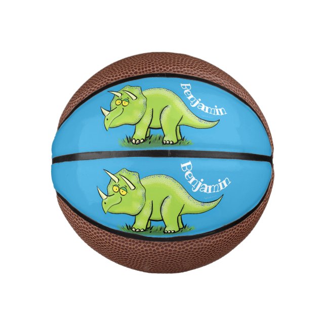 Cute happy green triceratops dinosaur cartoon  mini basketball (Front)