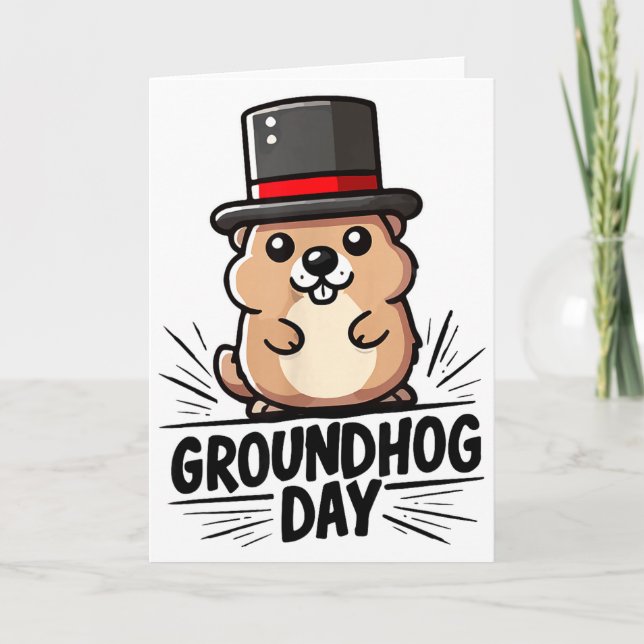 Cute Happy Groundhog Day February 2nd Phils Holida Card (Front)