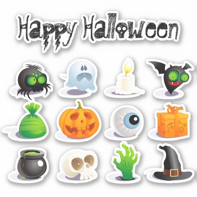 Cute Happy Halloween Fun Icons Trick or Treat (Front)