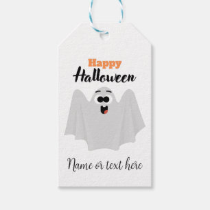 Cute Happy Halloween Ghost Kawaii Name or Text Gift Tags