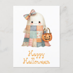 Cute Happy Halloween Ghost Trick or Treat Pumpkin Postcard