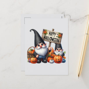 Cute Happy Halloween gnome Holiday Postcard