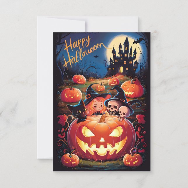 Cute Happy Halloween Greeting Card #6 (Front)