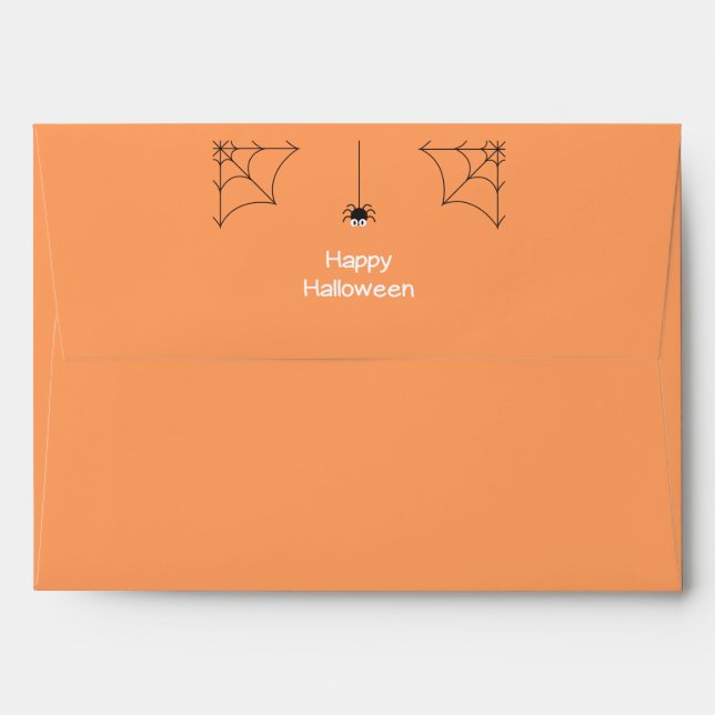 Cute Happy Halloween Hanging Spider with Web Envelope (Back (Top Flap))