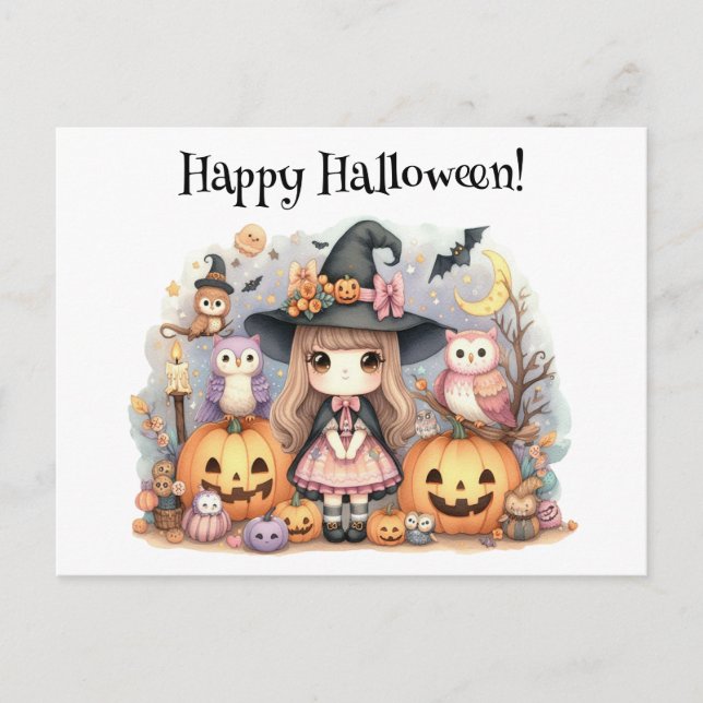 Cute Happy Halloween Kawaii  Postcard (Front)