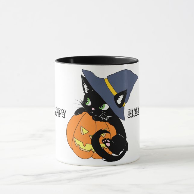 Cute Happy Halloween Kitten Coffee Mug (Center)