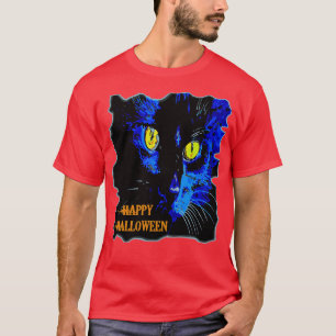 Cute Happy Halloween Moonlight Black Cat Vector T-Shirt