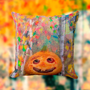 Cute Happy Halloween Pumpkin Face Cushion