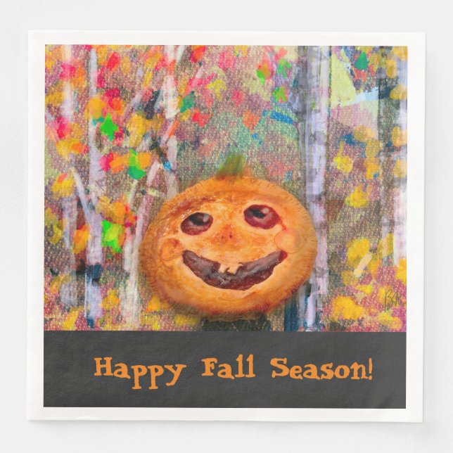 Cute Happy Halloween Pumpkin Face  Napkin (Front)