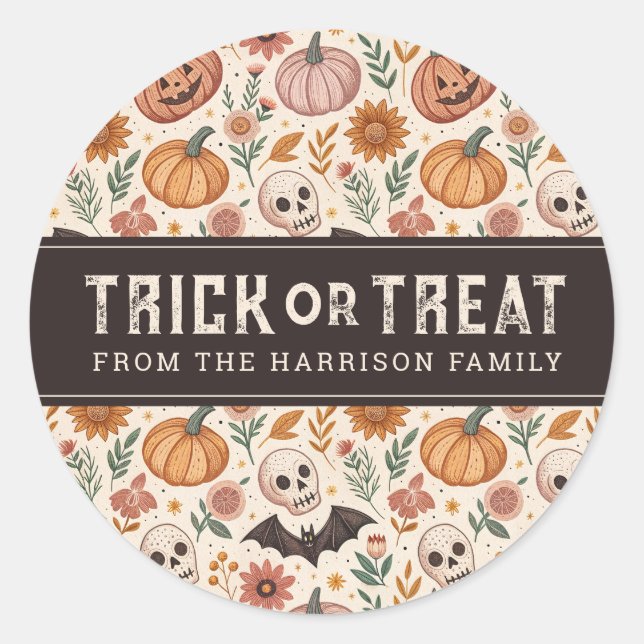 Cute Happy Halloween Round Stickers (Front)