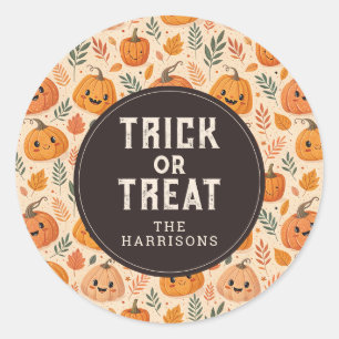 Cute Happy Halloween Round Stickers
